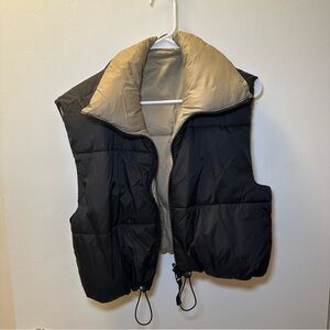 Reversible Black and Tan Puffer Vest